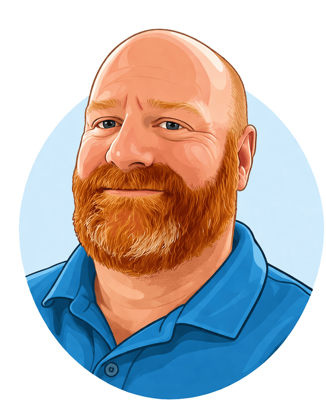 Illustrated portrait of Scott Stace, Bluespan Chief Executive Officer and Founder