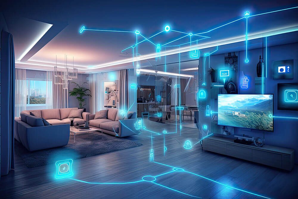 Smart home connectivity powered by home internet showing connected devices throughout the house