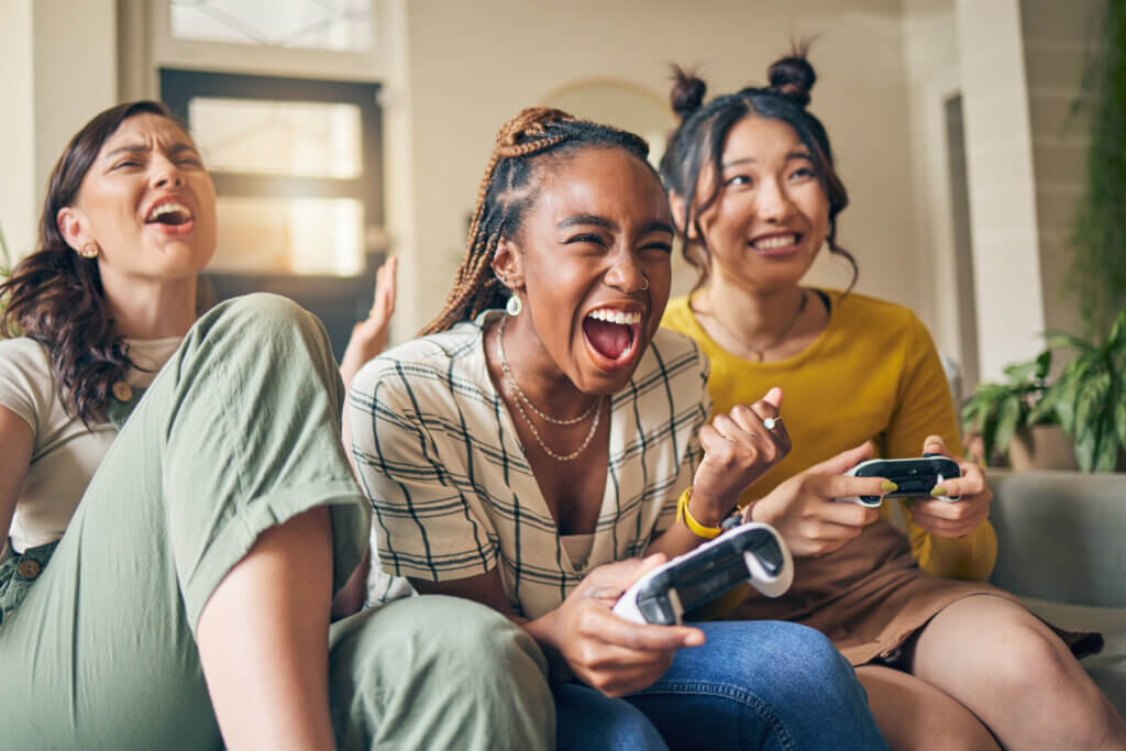 Person gaming online with fast residential broadband internet connection